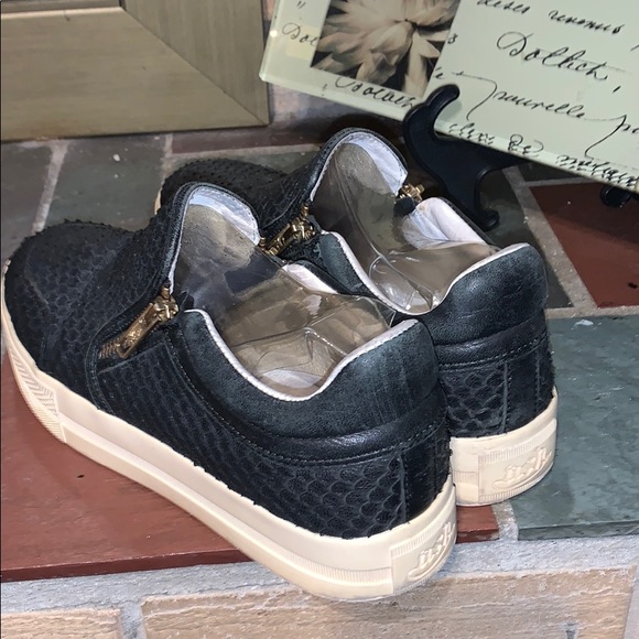 Ash "Jordy" Black Leather Python Chunky Sole Trainer Gym Shoe Side Zip - Picture 4 of 14